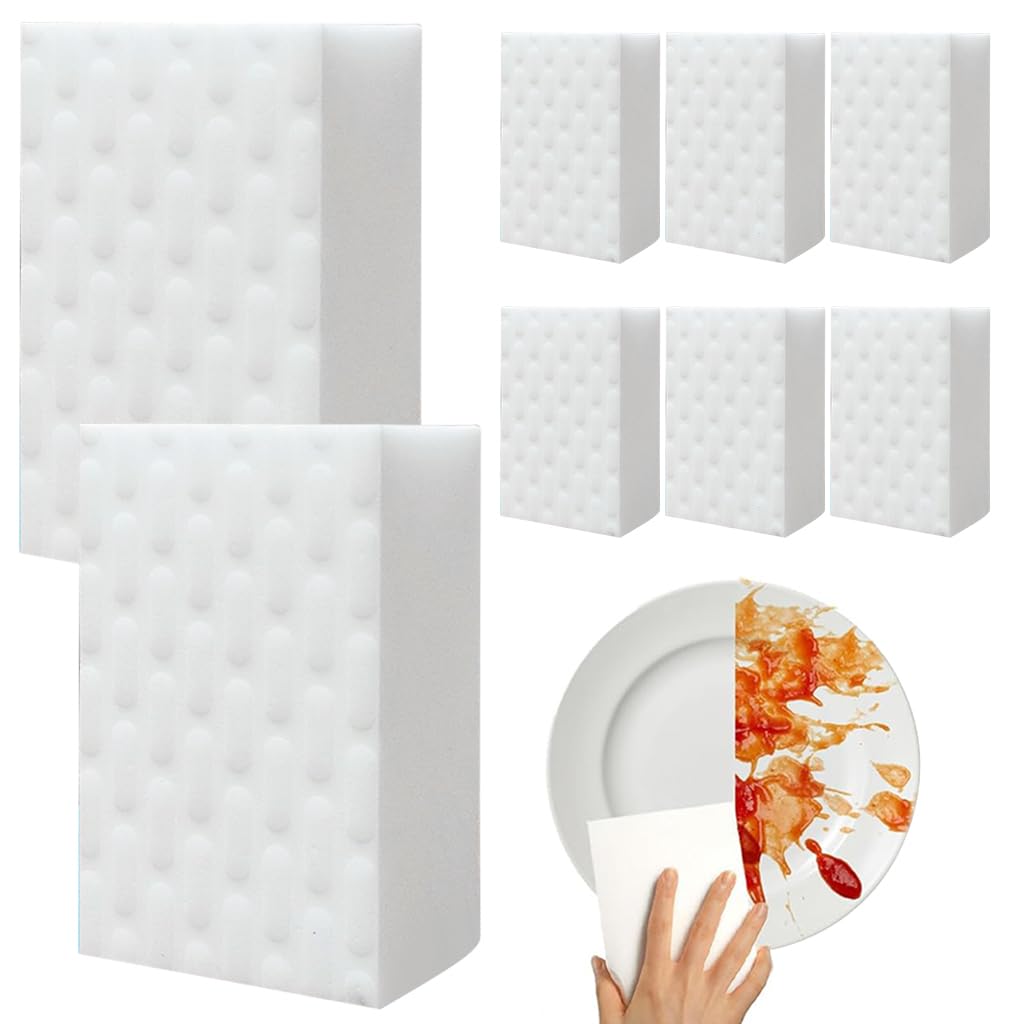 HASTHIP 8Pcs Household Cleaning Sponges Stain Eraser High Density Kitchen Cleaning Scrubbing Sponge Stain Scrubber Multipurpose Scrubber Sponge for Kitchen, Bathroom, Shoe Cleaning, 10x7x3cm HASTHIP 8Pcs Household Cleaning Sponges Stain Eraser High Density Kitchen Cleaning Scrubbing Sponge Stain Scrubber Multipurpose Scrubber Sponge for Kitchen, Bathroom, Shoe Cleaning, 10x7x3cm
